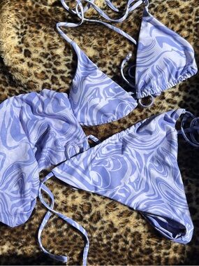 Lavender swirl bikini set with matching sarong